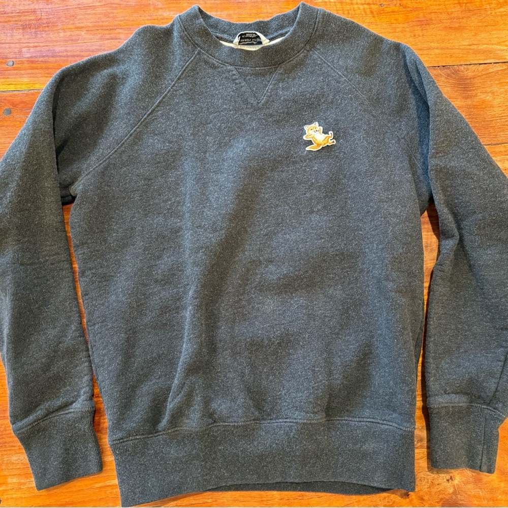 MAISON KITSUNE Chillax Fox Patch Grey Sweatshirt XXS